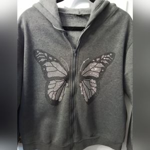 Charcoal grey butterfly hoodie 🦋